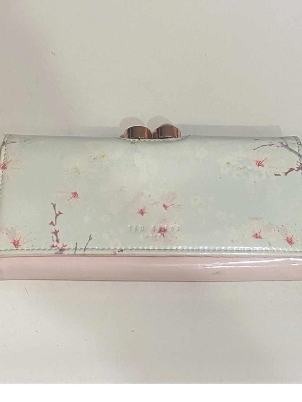 Ted Baker Wallet Clutch Floral  ID Card Holder Kiss Lock Bifold